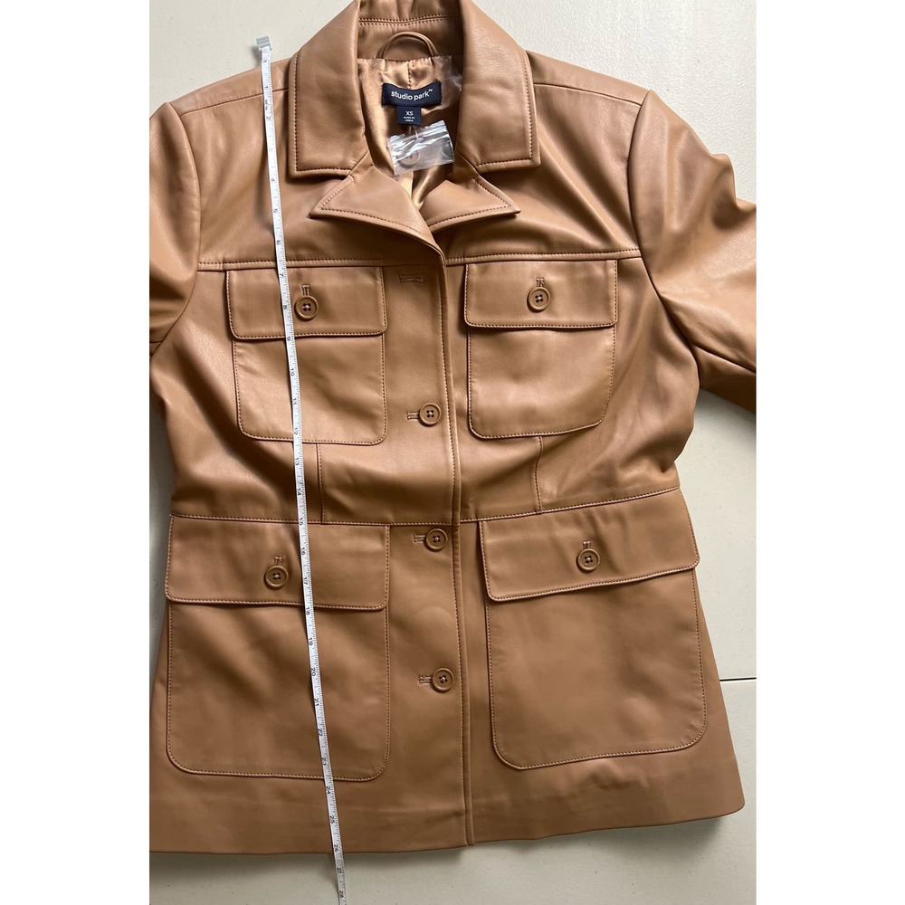 Studio Park x Courtney Khondabi Faux Leather Jacket COFFEE NWOT SIZE XS - Picture 8 of 8